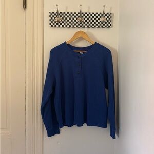 Oversized Cozy Waffle Henley Top